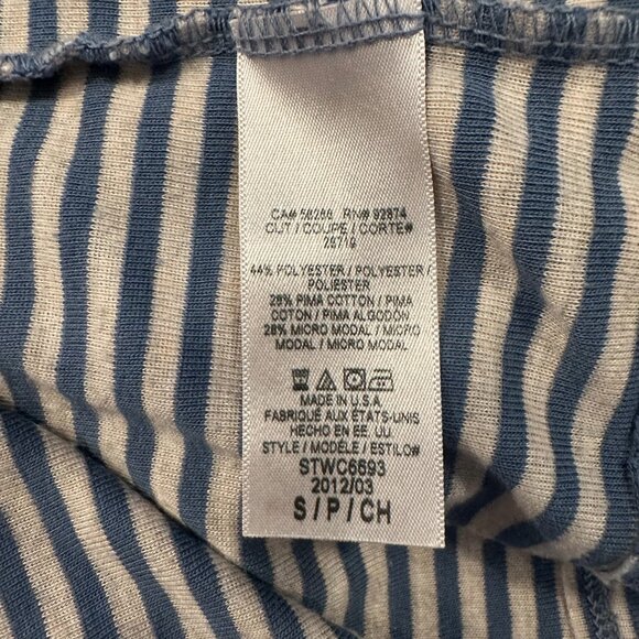 Splendid Striped Top Womens Size Small Boat Neck Blue Grey Stripes Short Sleeve - Picture 5 of 6